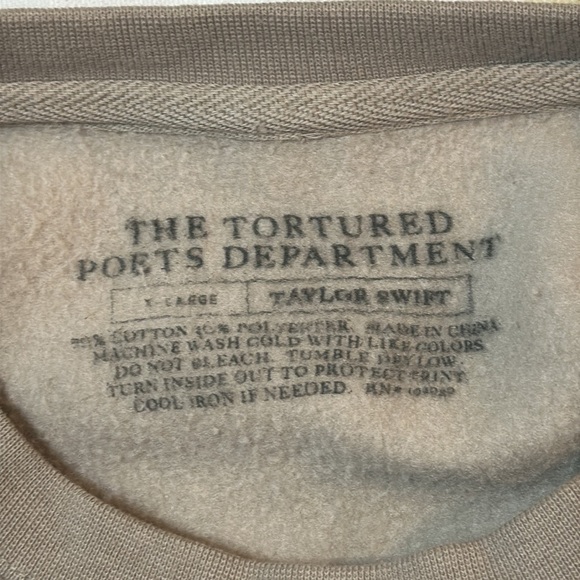 Taylor Swift Authentic The Tortured Poets Department Beige Crewneck Size XL - Picture 8 of 9